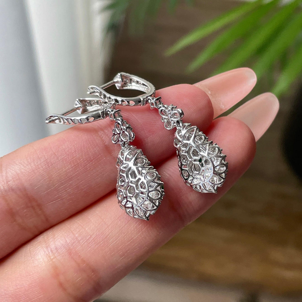 18K金镶冰阳绿葫芦耳环 天然缅甸A货翡翠（yc534443）