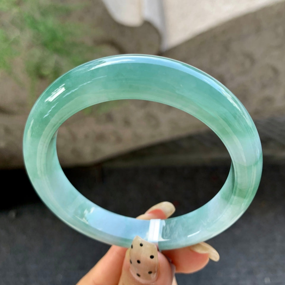 糯冰蓝水翡翠平安镯（58.8mm）（yc029102）