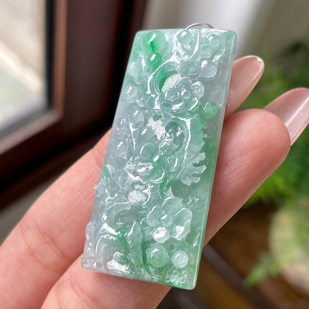 细糯种翠绿一鹿有你牌子挂件 天然缅甸A货翡翠（yc694822）