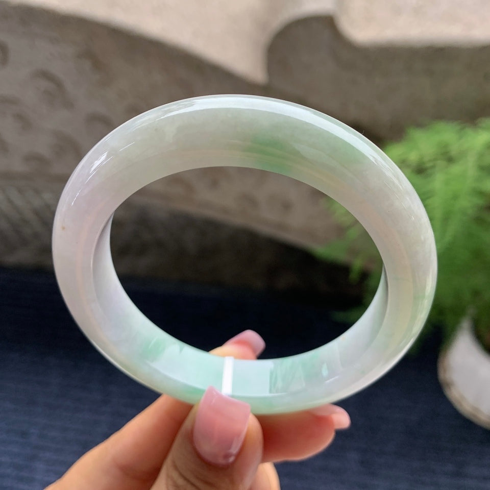 细糯种飘绿平安镯（57.3mm）（yc090107）