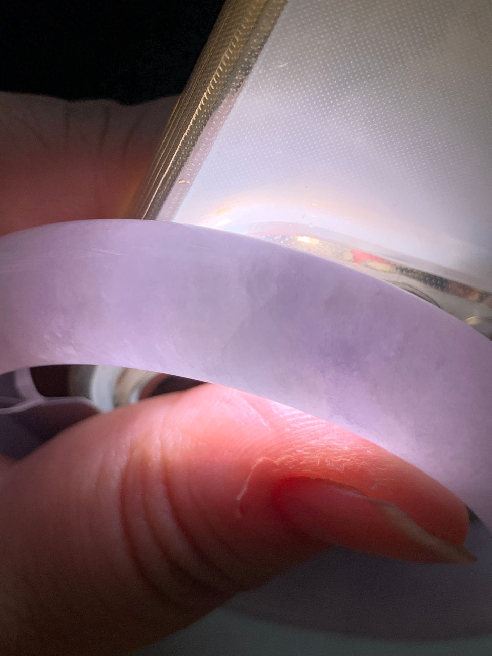 糯种淡粉底平安镯（57.5mm）（yc017433）