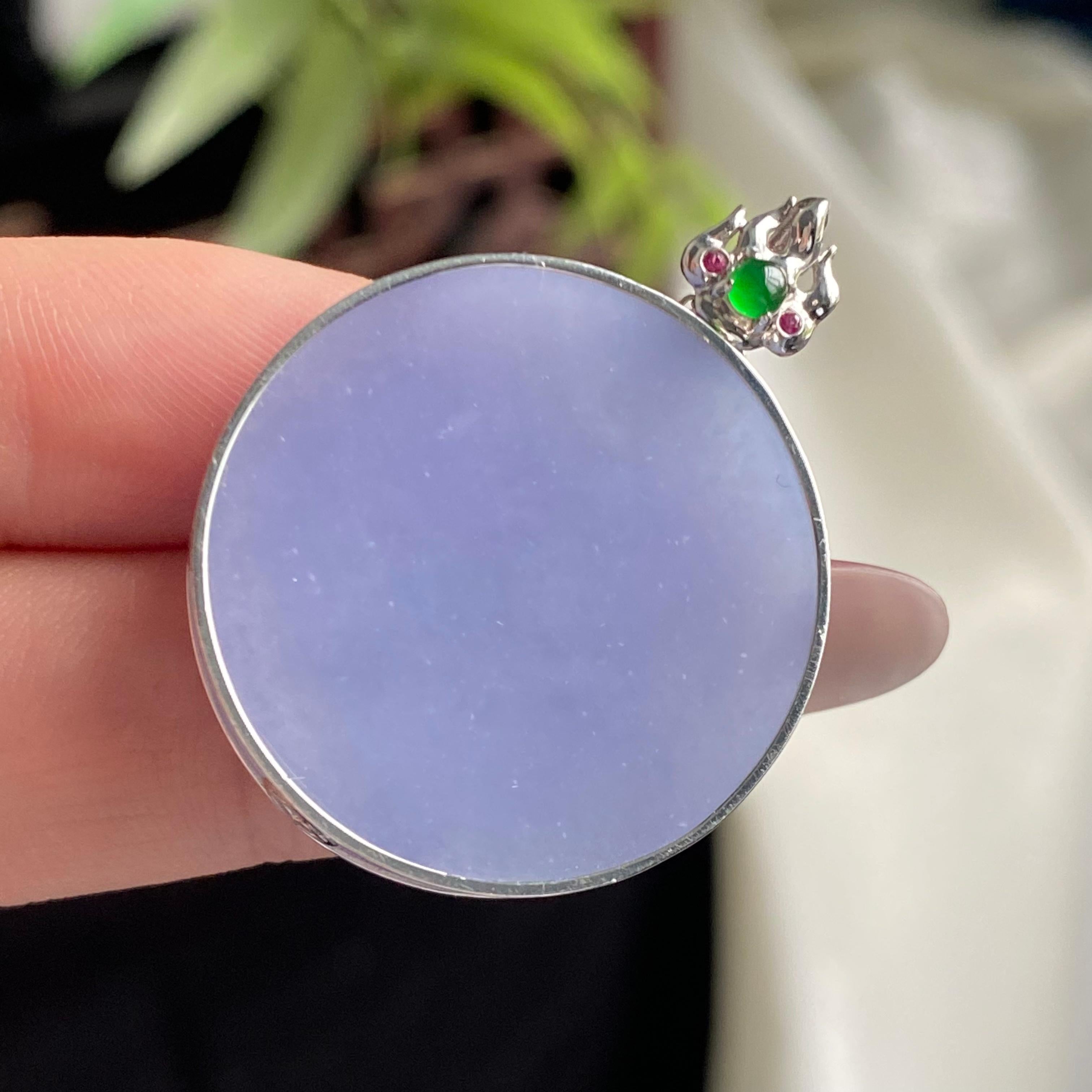 18k金钻镶细糯种紫罗兰圆牌吊坠（yc197331）