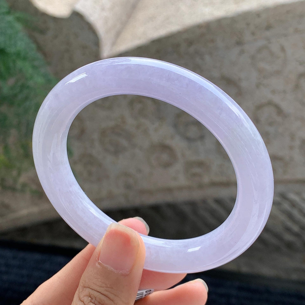 细糯种 紫罗兰圆条手镯 56圈 天然缅甸A货翡翠（yc699555）