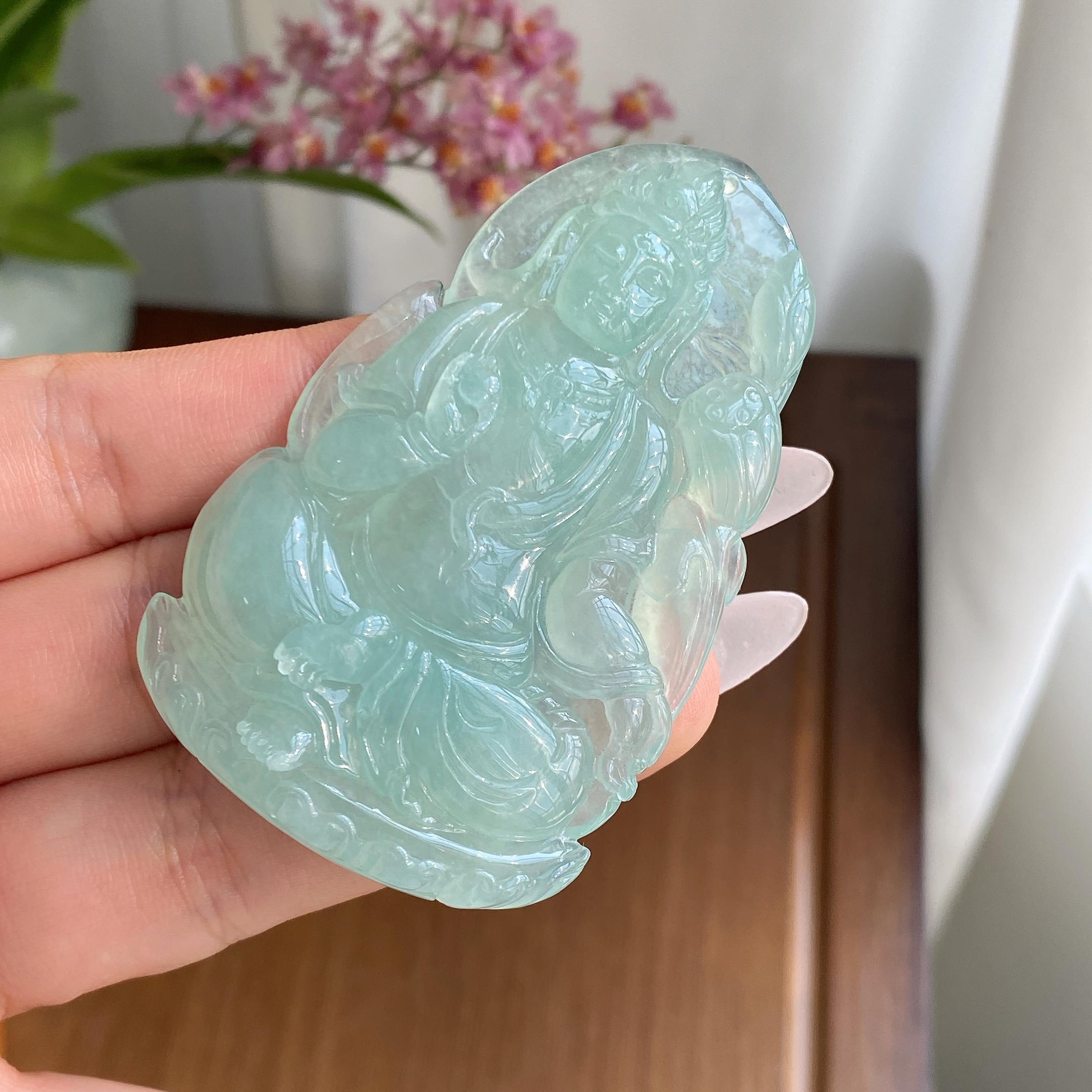 糯冰种晴底度母观音吊坠（yc297102）