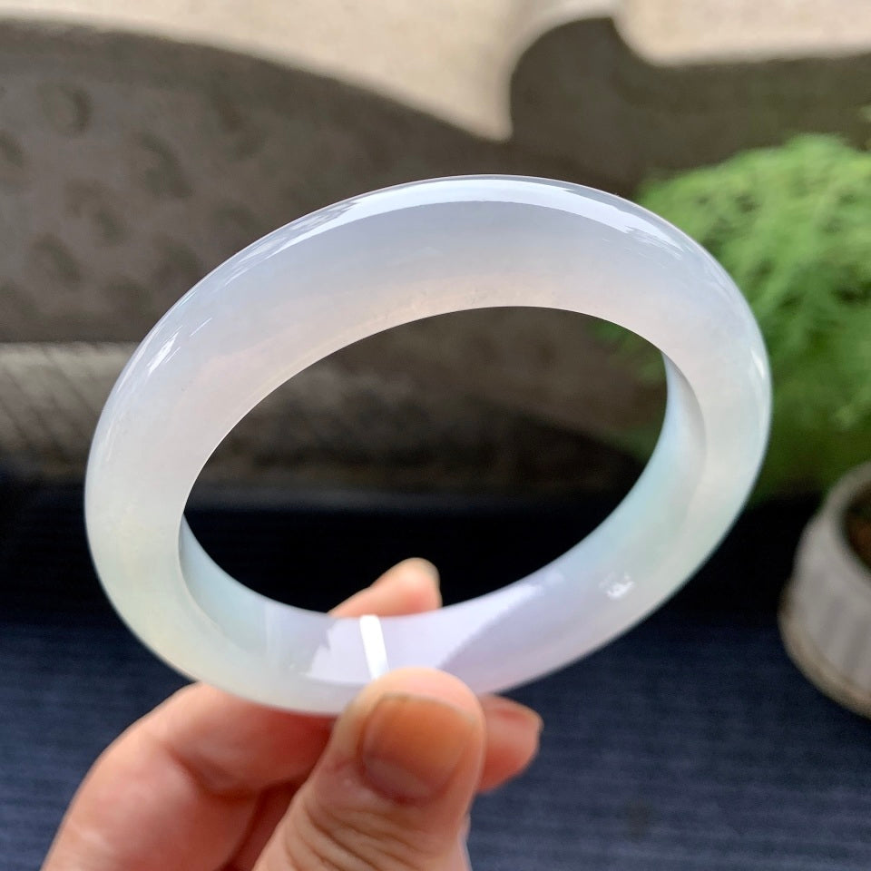 糯冰种淡春彩平安镯（57.5mm）（yc093393）
