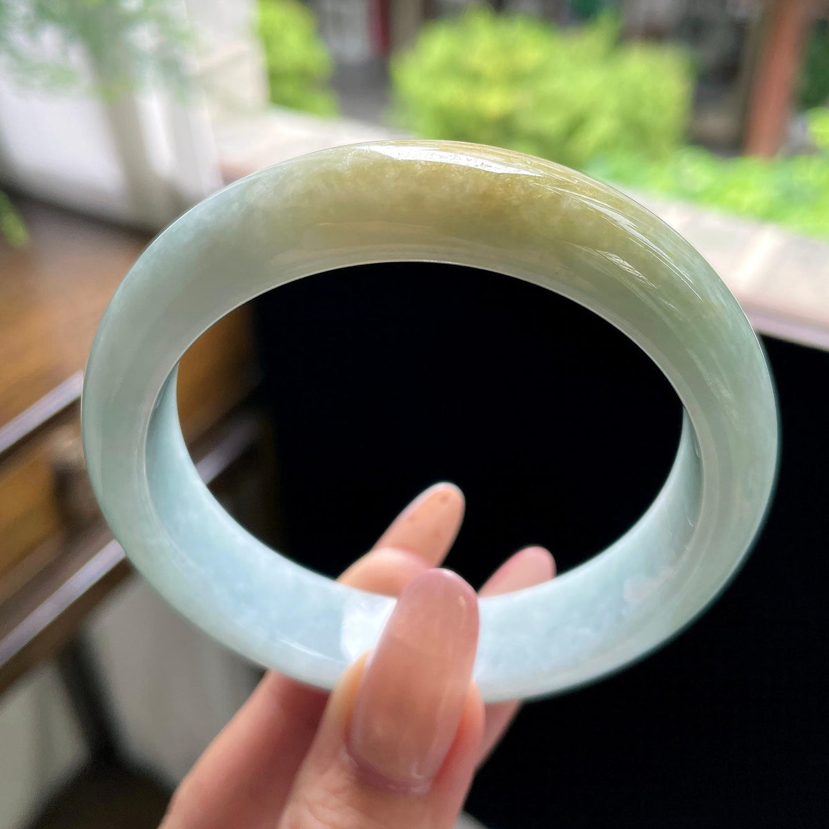 大圈口 糯种黄翡正圈平安镯 59.5圈（yc709482）
