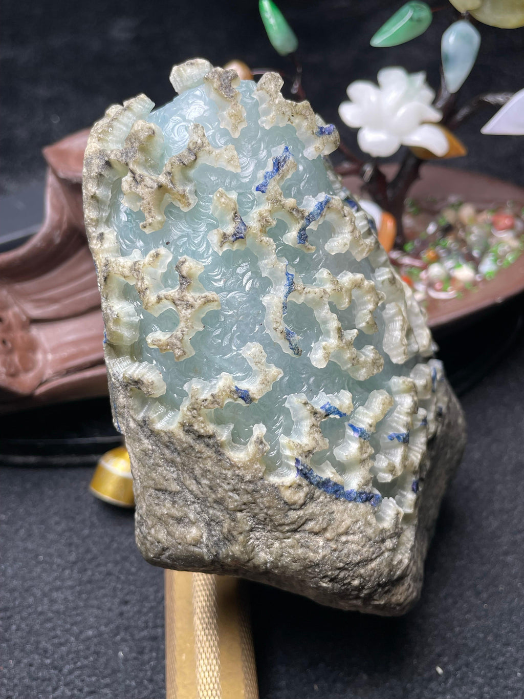 莫西沙开窗冰飘花手镯料（yc698619）