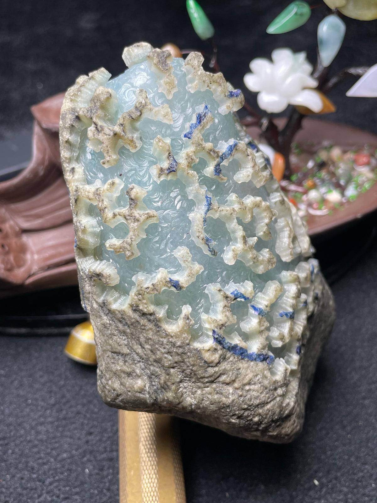 莫西沙开窗冰飘花手镯料（yc698619）