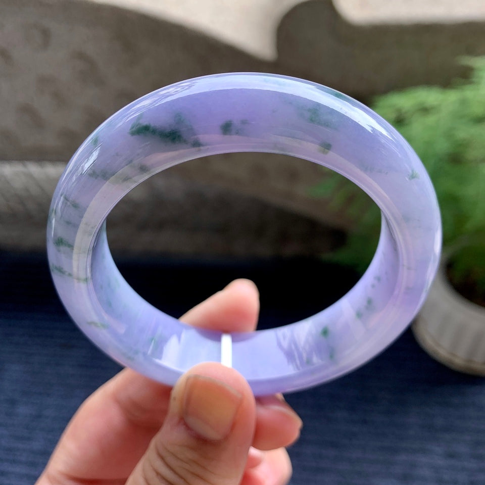 细糯种紫罗兰飘花平安镯（57.2mm）（yc107774）