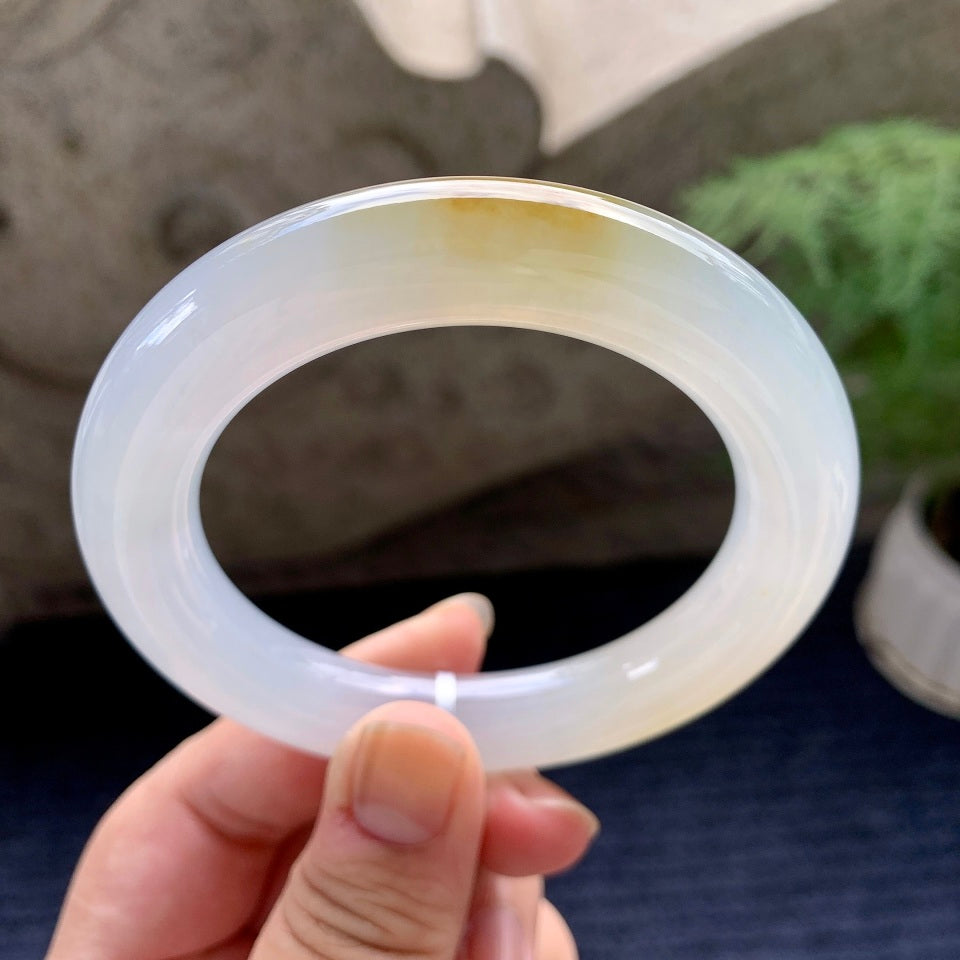 糯冰种黄翡圆条手镯（56.2mm）（yc118369）