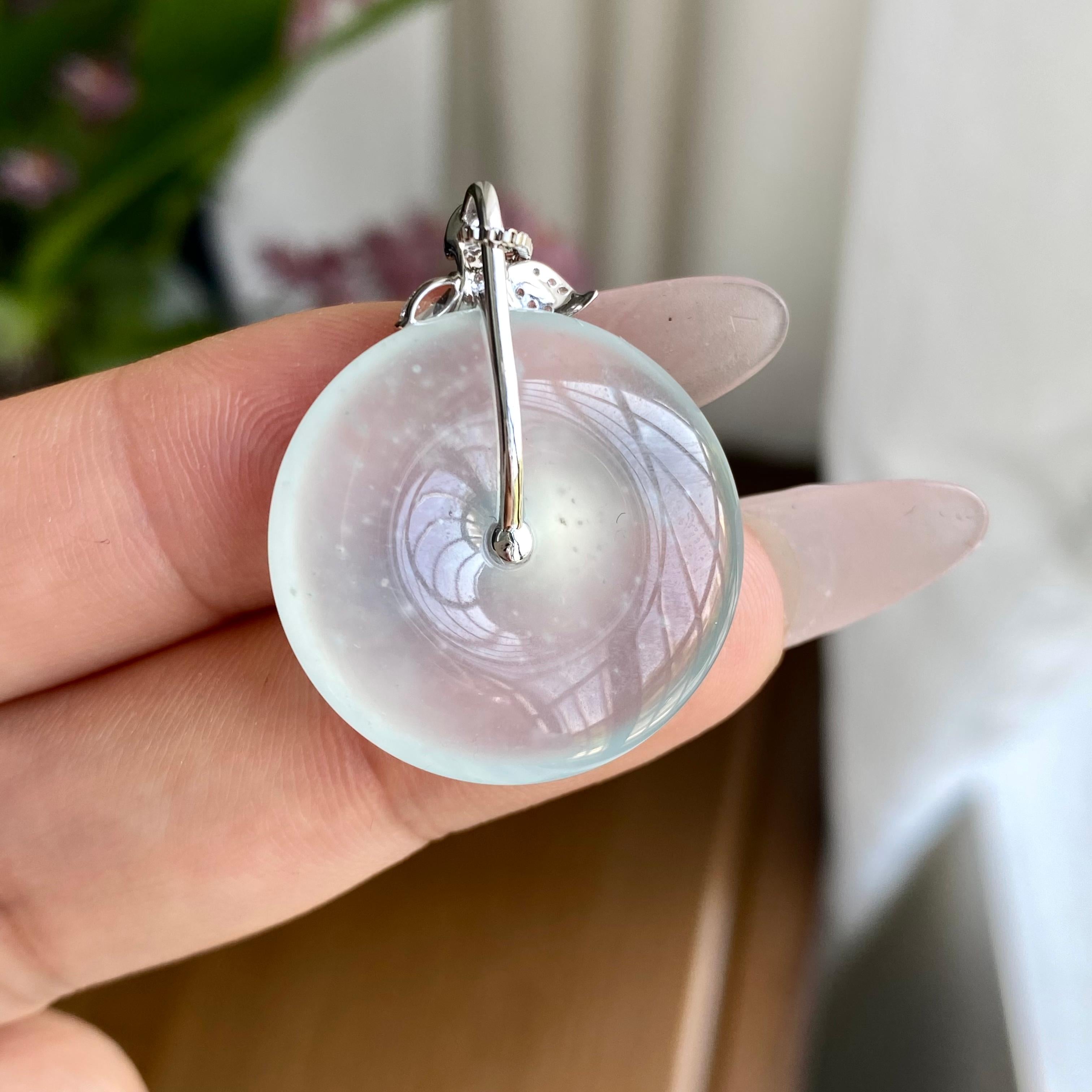 18K金钻镶高冰种晴底平安扣吊坠（yc299856）