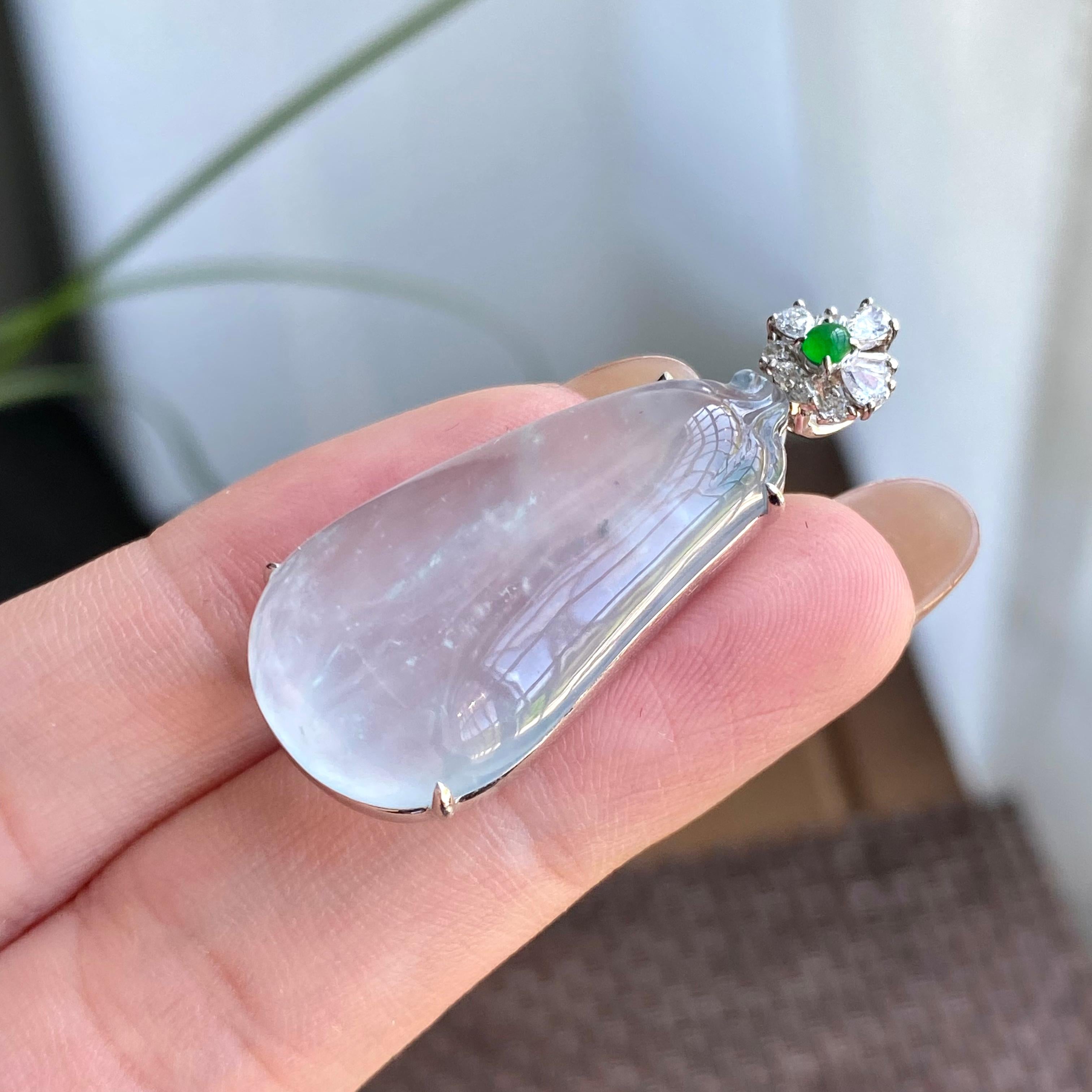 18k金钻镶冰种雪花棉福瓜吊坠（yc266151）