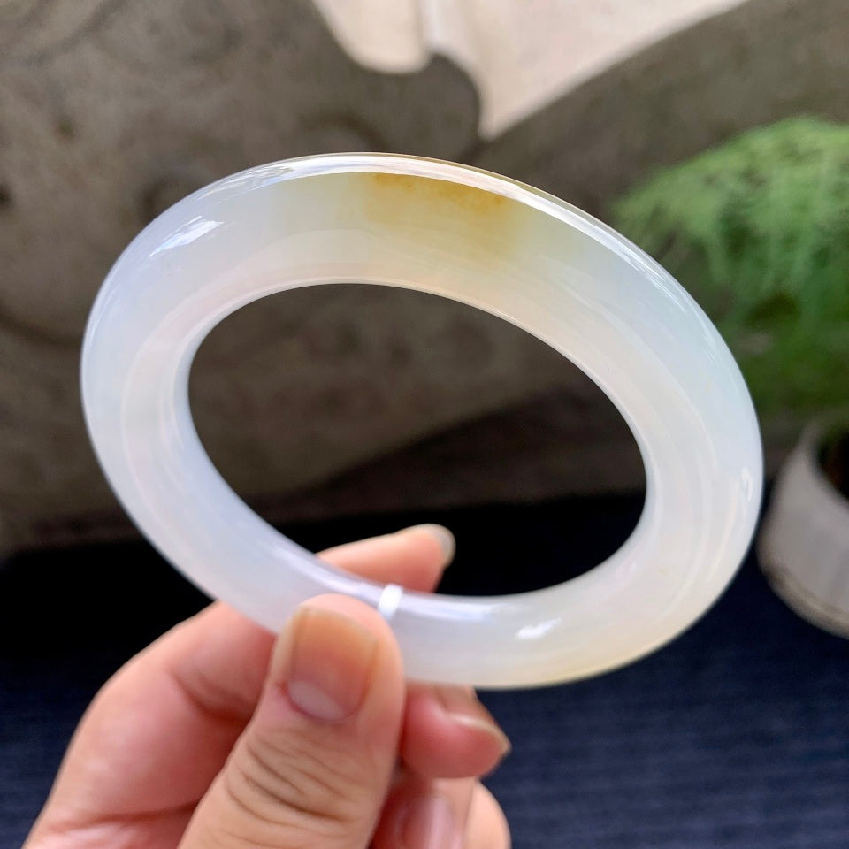 糯冰种黄翡圆条手镯（56.2mm）（yc118369）