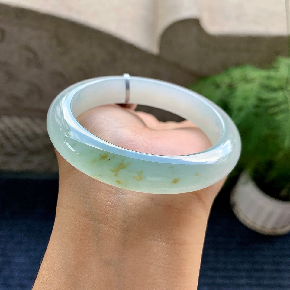 糯冰种晴水飘黄翡平安镯（55.6mm）（yc116072）