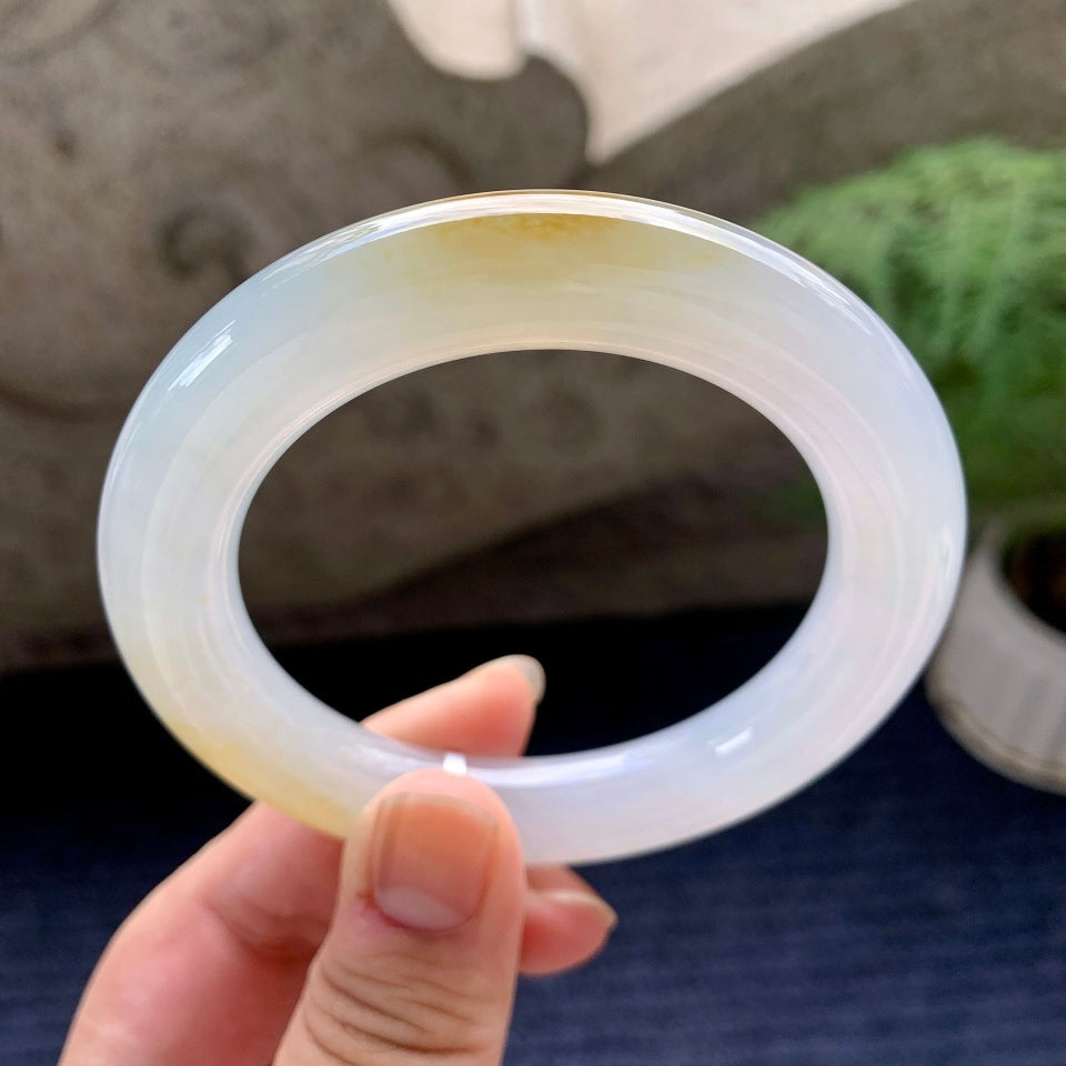 糯冰种黄翡圆条手镯（56.2mm）（yc118369）