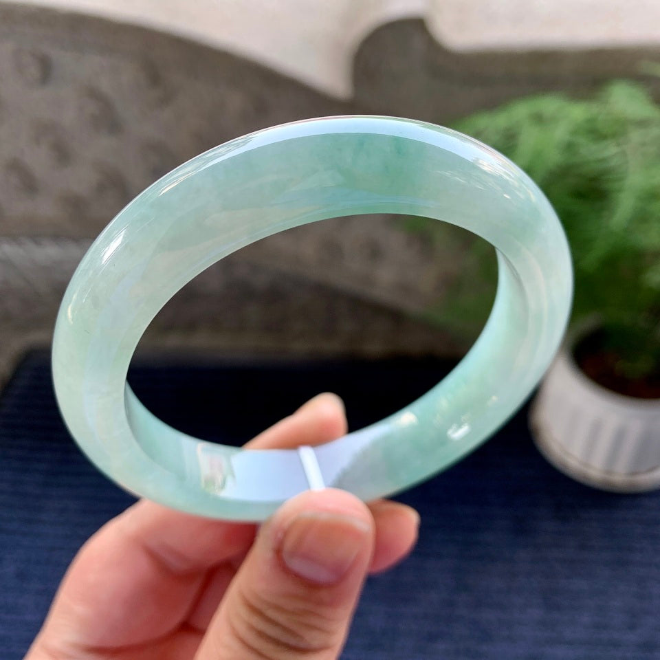 细糯种带蓝底平安镯（58.5mm）（yc080885）