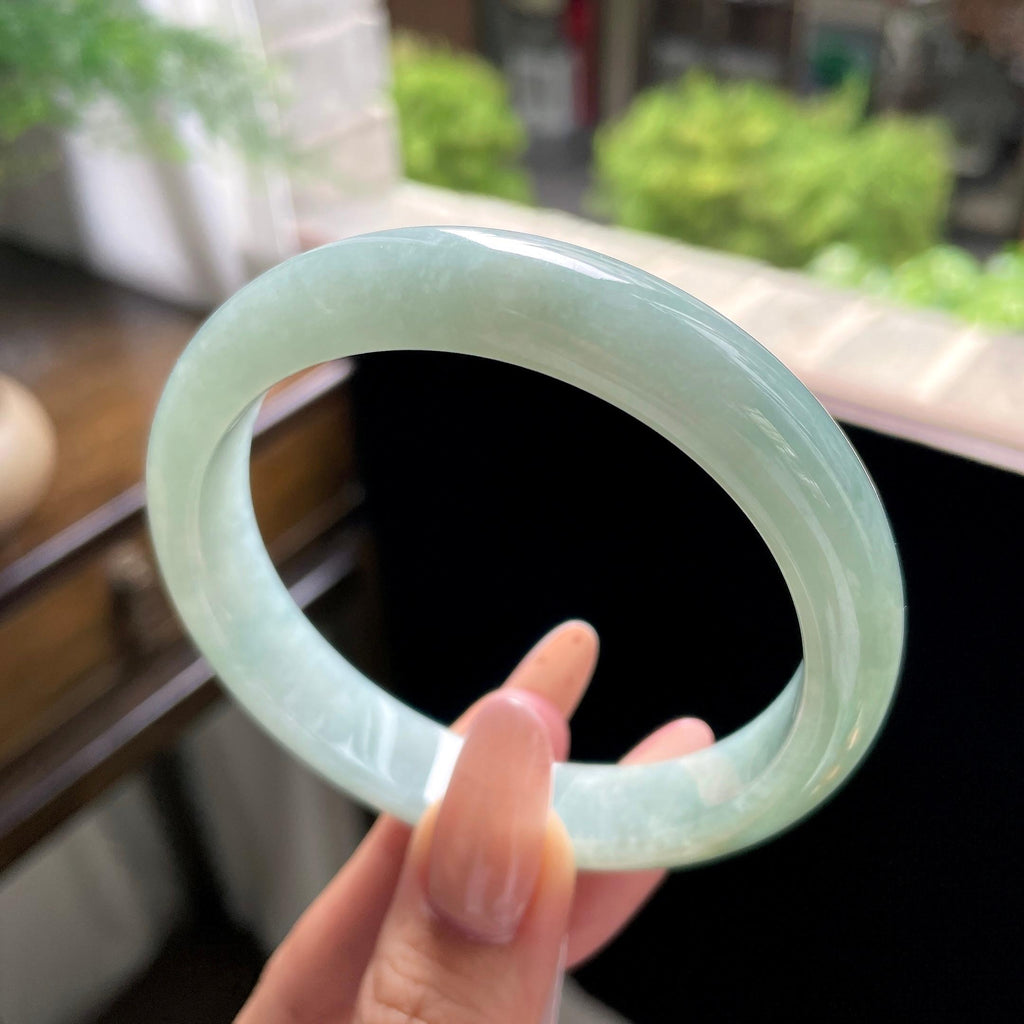 大圈口 油青色湖水绿正圈平安镯 62.6圈（yc707497）