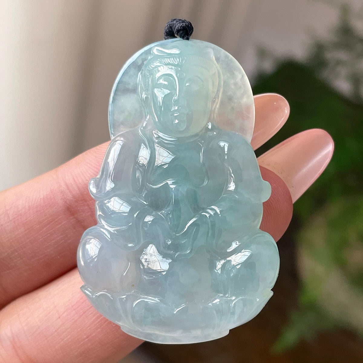 糯冰种蓝底观音吊坠（yc717269）