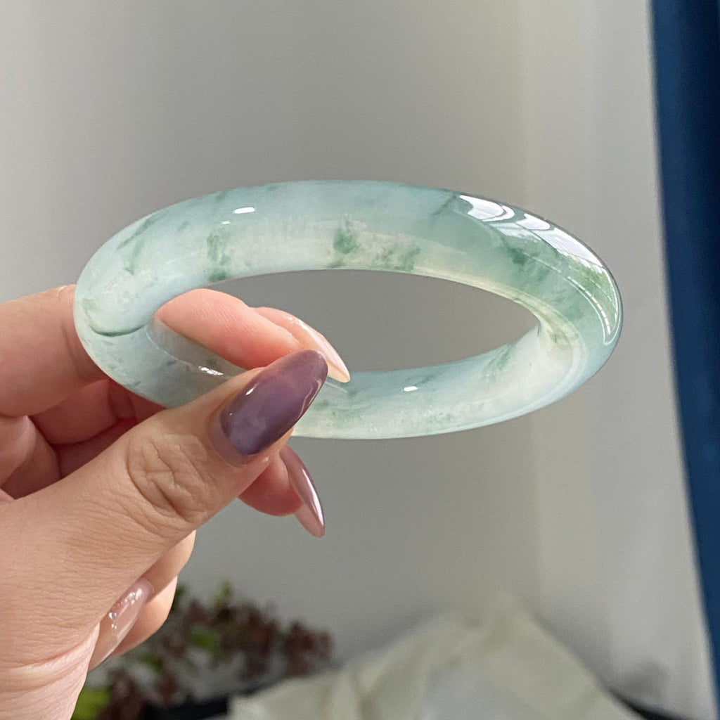 冰种飘花圆条手镯（57圈）（yc195792）