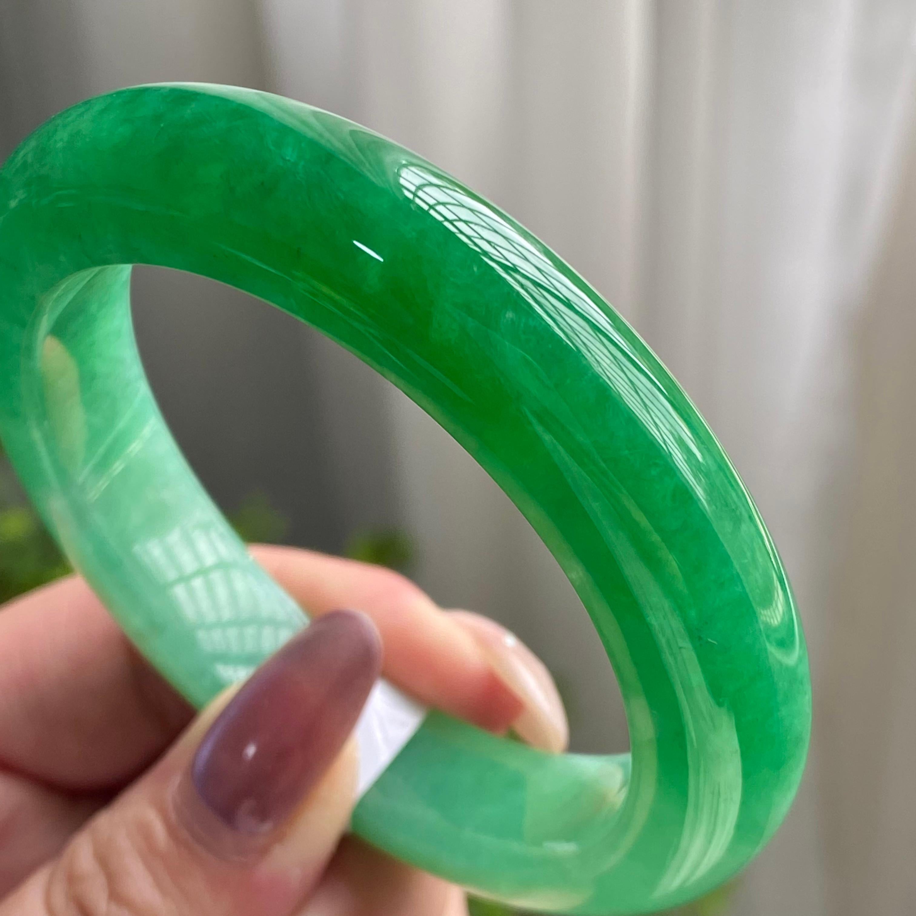 糯冰种满绿平安镯（55圈）（yc199715）