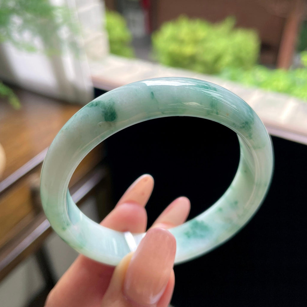 秒杀 细糯种绿飘花正圈平安镯 54圈（yc709455）