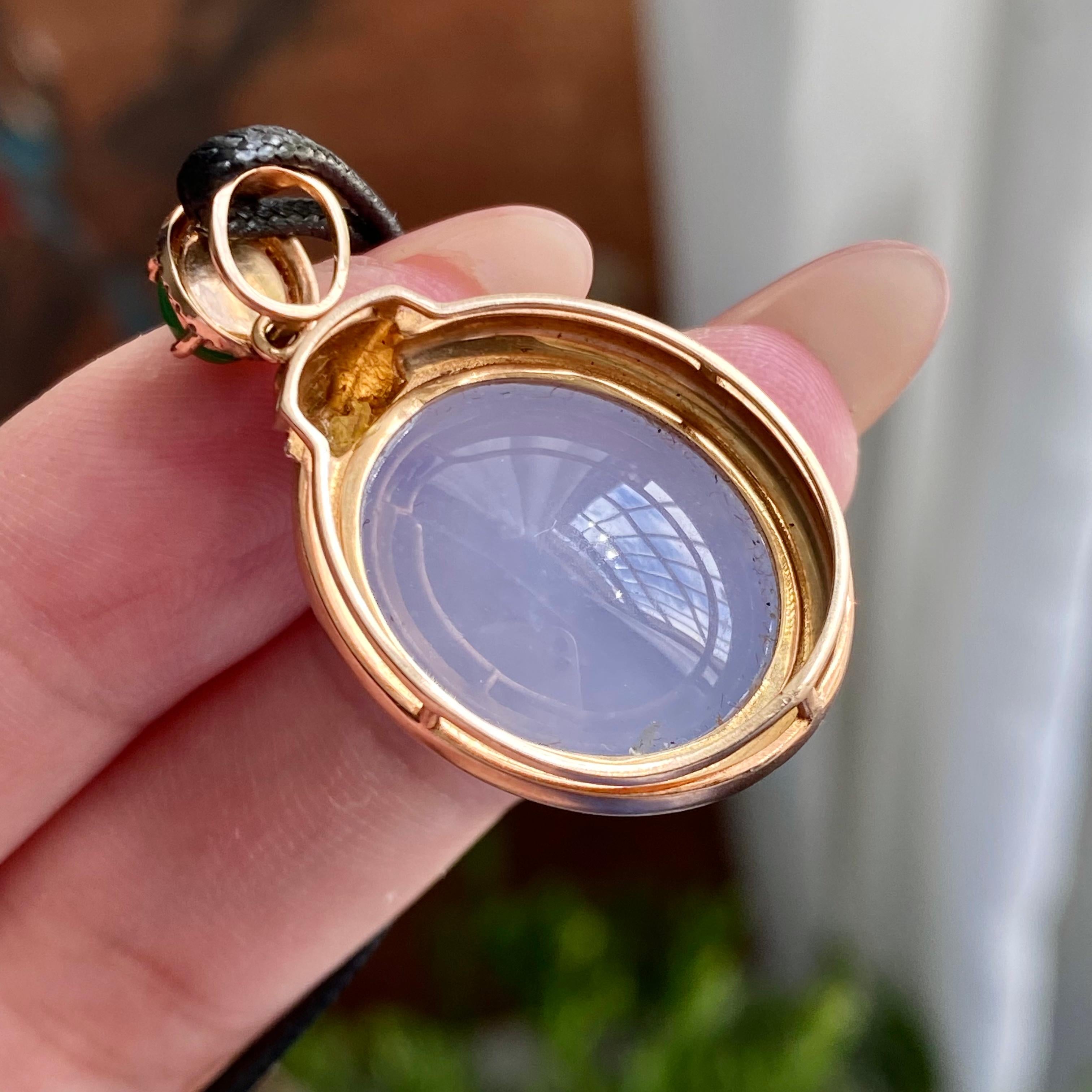 18k金镶冰种鸽子蛋紫罗兰吊坠（yc235116）