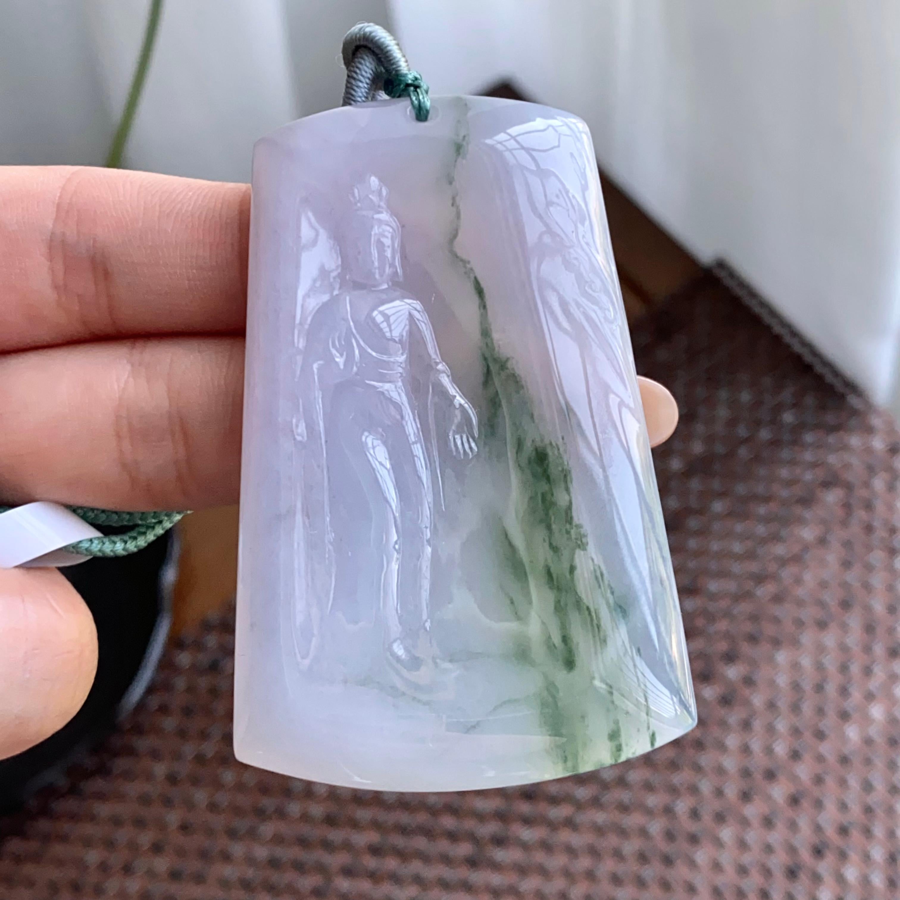 糯冰种飘花度母牌吊坠（yc265641）