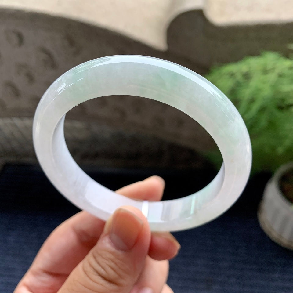 细糯种飘绿平安镯（58mm）（yc093433）