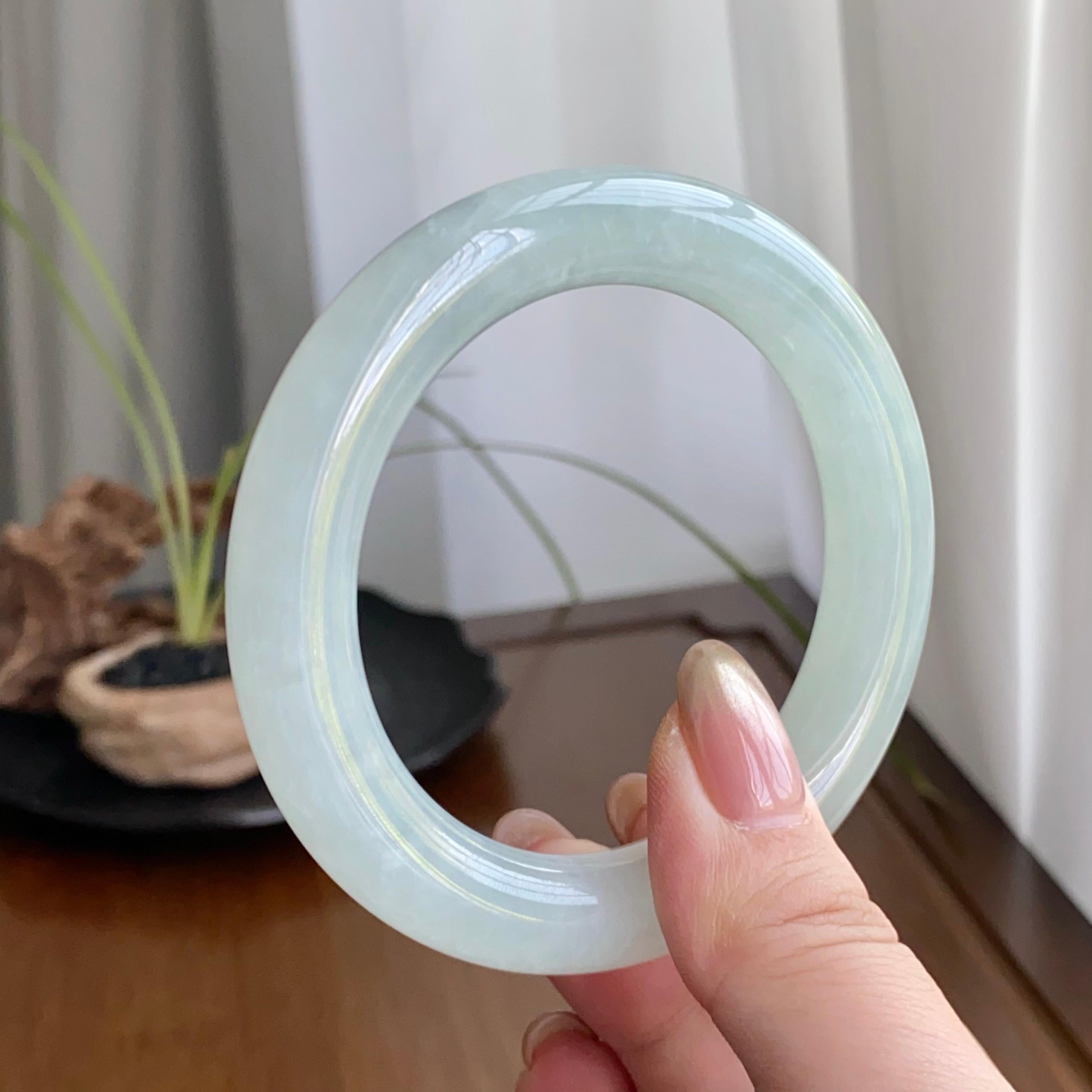 糯冰种晴底圆条手镯（55圈）（yc258185）