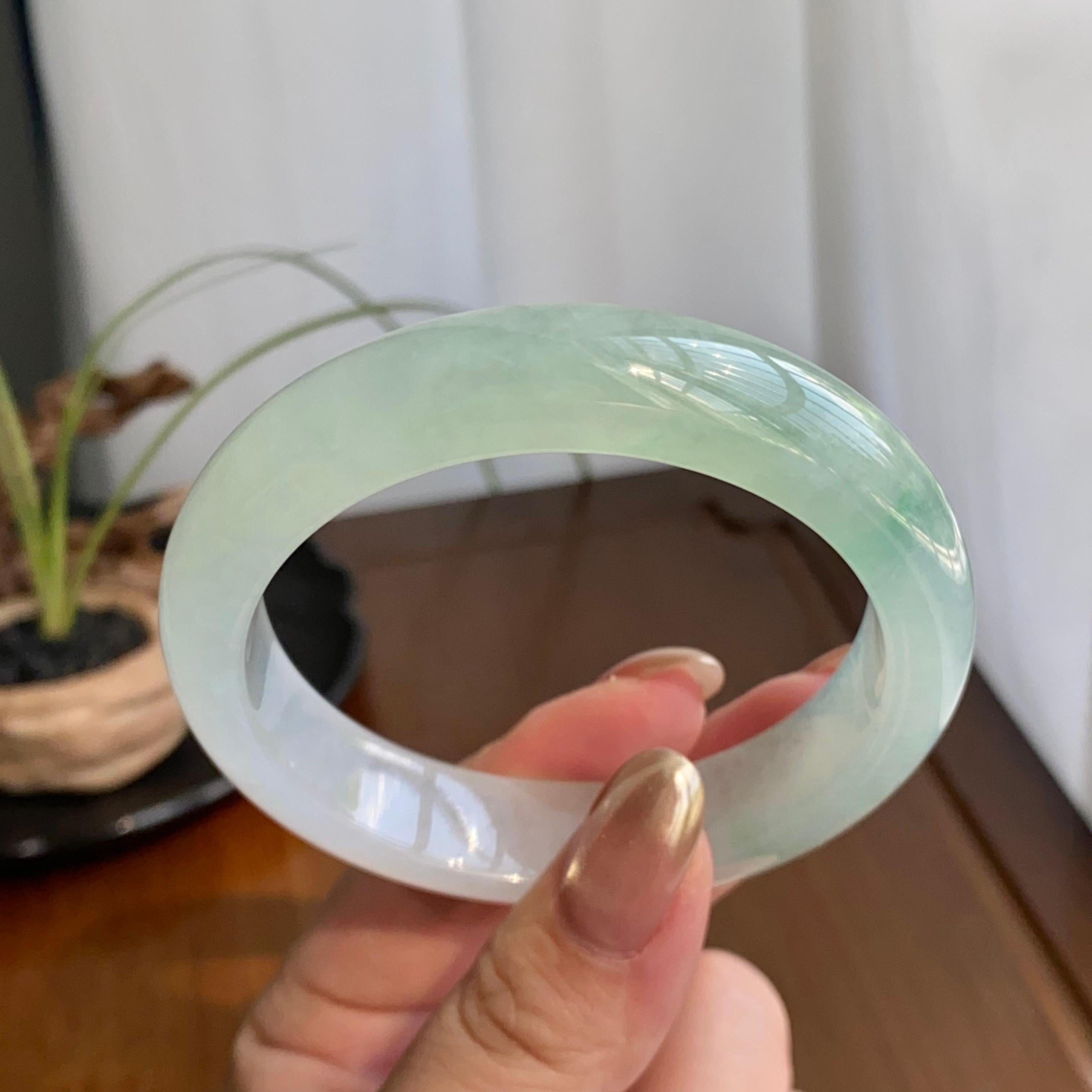 糯冰种半山水平安镯（56圈）（yc259104）