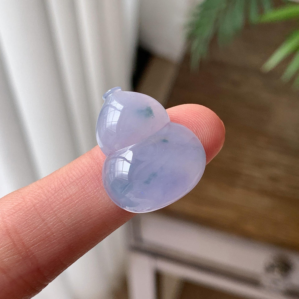 糯冰种 紫底飘花葫芦吊坠 天然缅甸A货翡翠（yc703365）