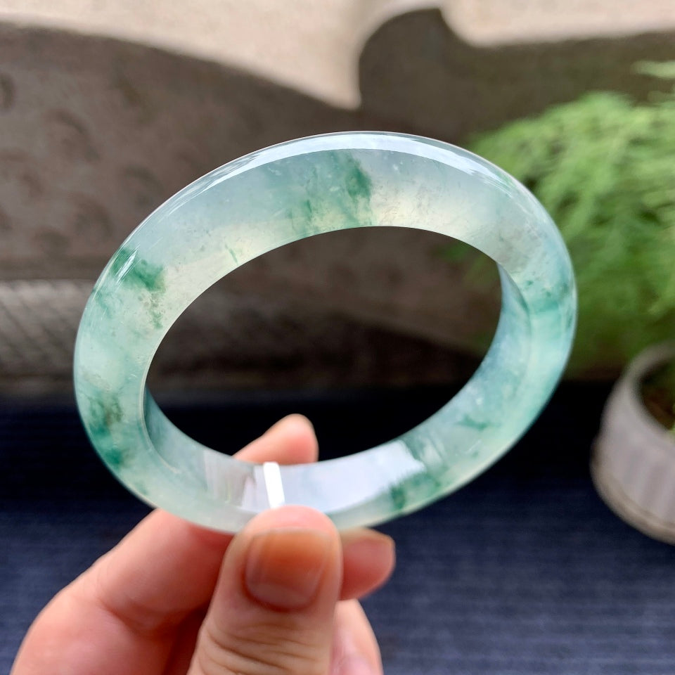 冰种飘花平安镯（54.8mm）（yc097822）