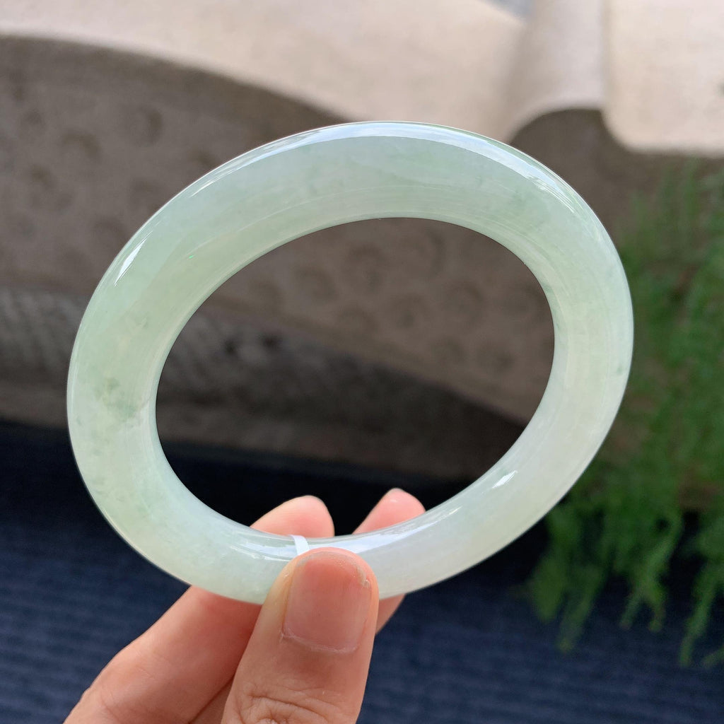 细糯种晴水绿圆条手镯 56.5圈（yc709334）