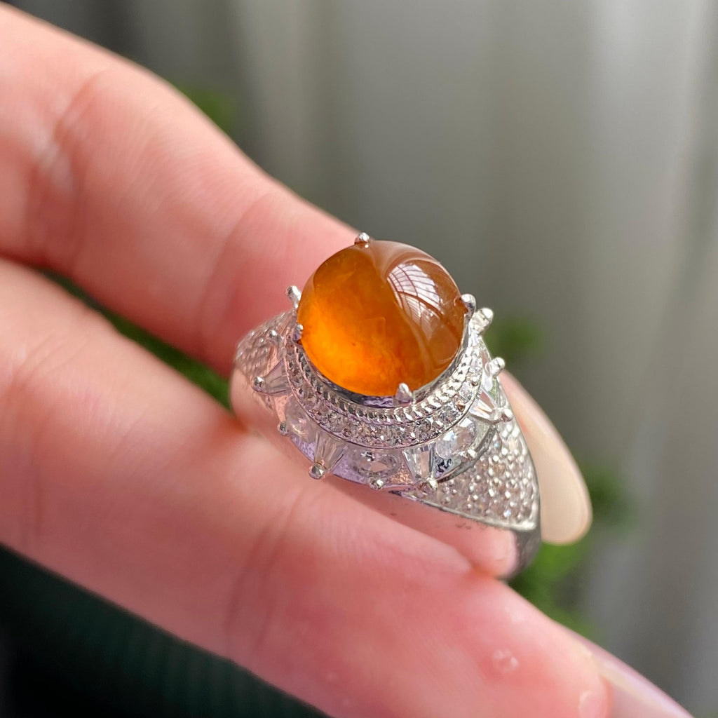 高冰种黄翡蛋面裸石（yc199663）