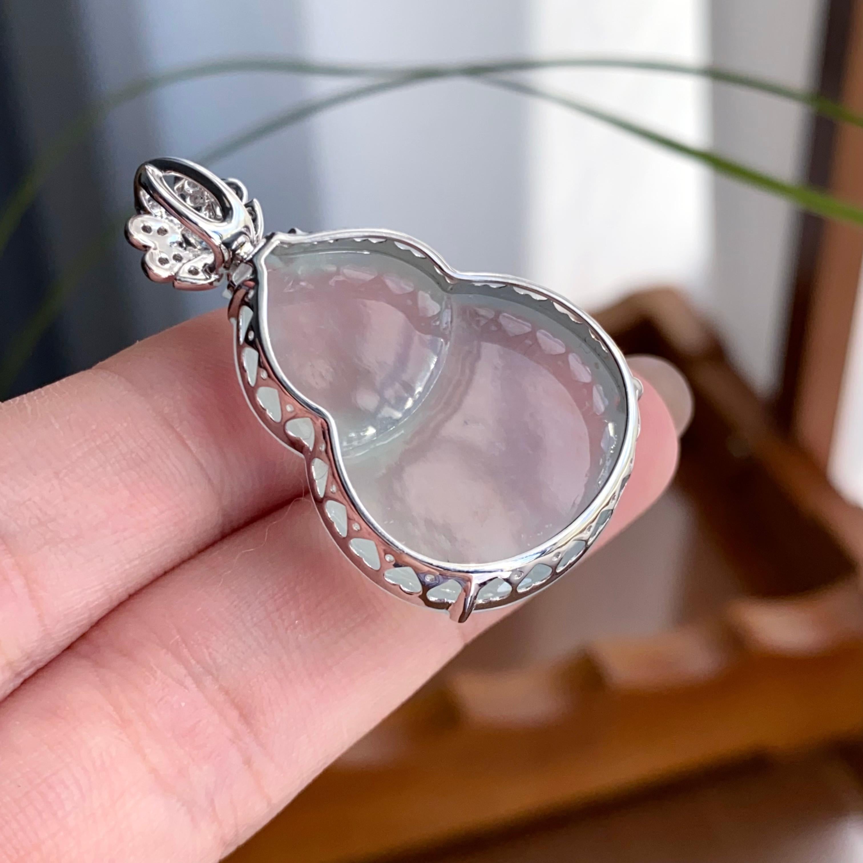 18k金钻镶冰种葫芦吊坠（yc256112）