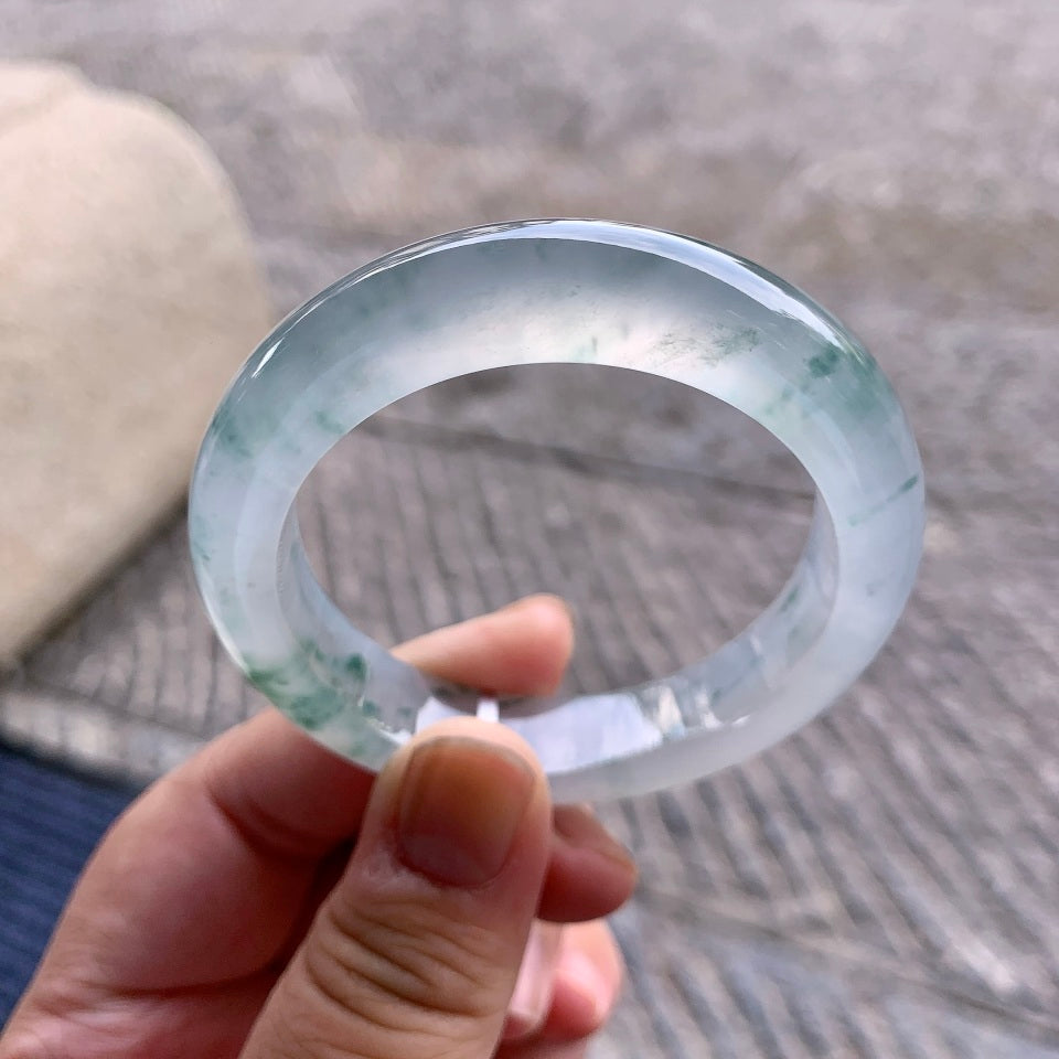 冰种飘花平安镯（50.6mm）（yc097793）