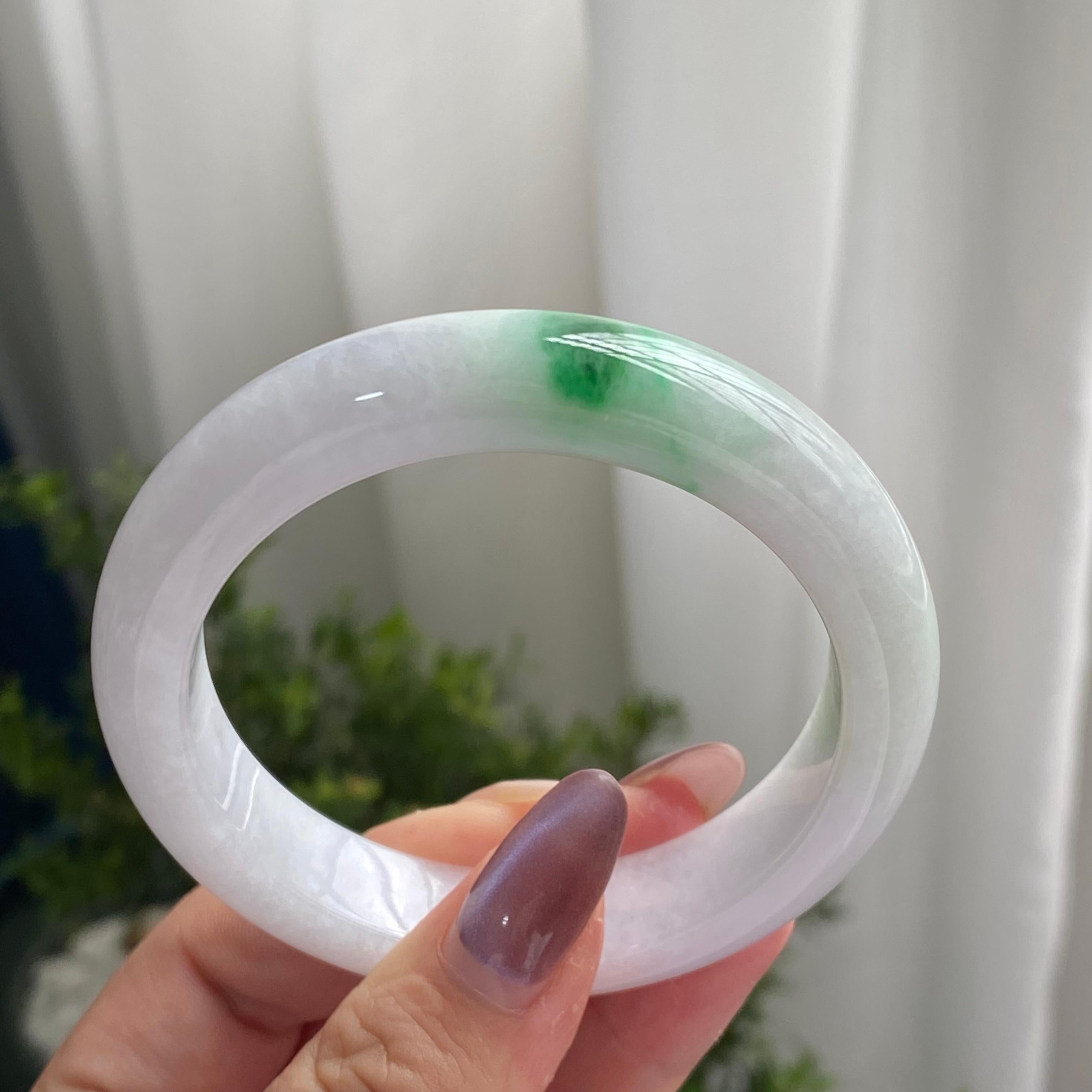 细糯种白底青平安镯（56圈）（yc201864）