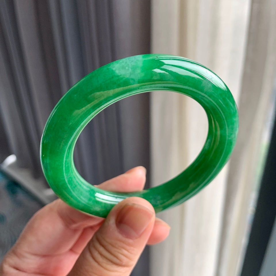 细糯种满绿圆条手镯（55mm）（yc093328）