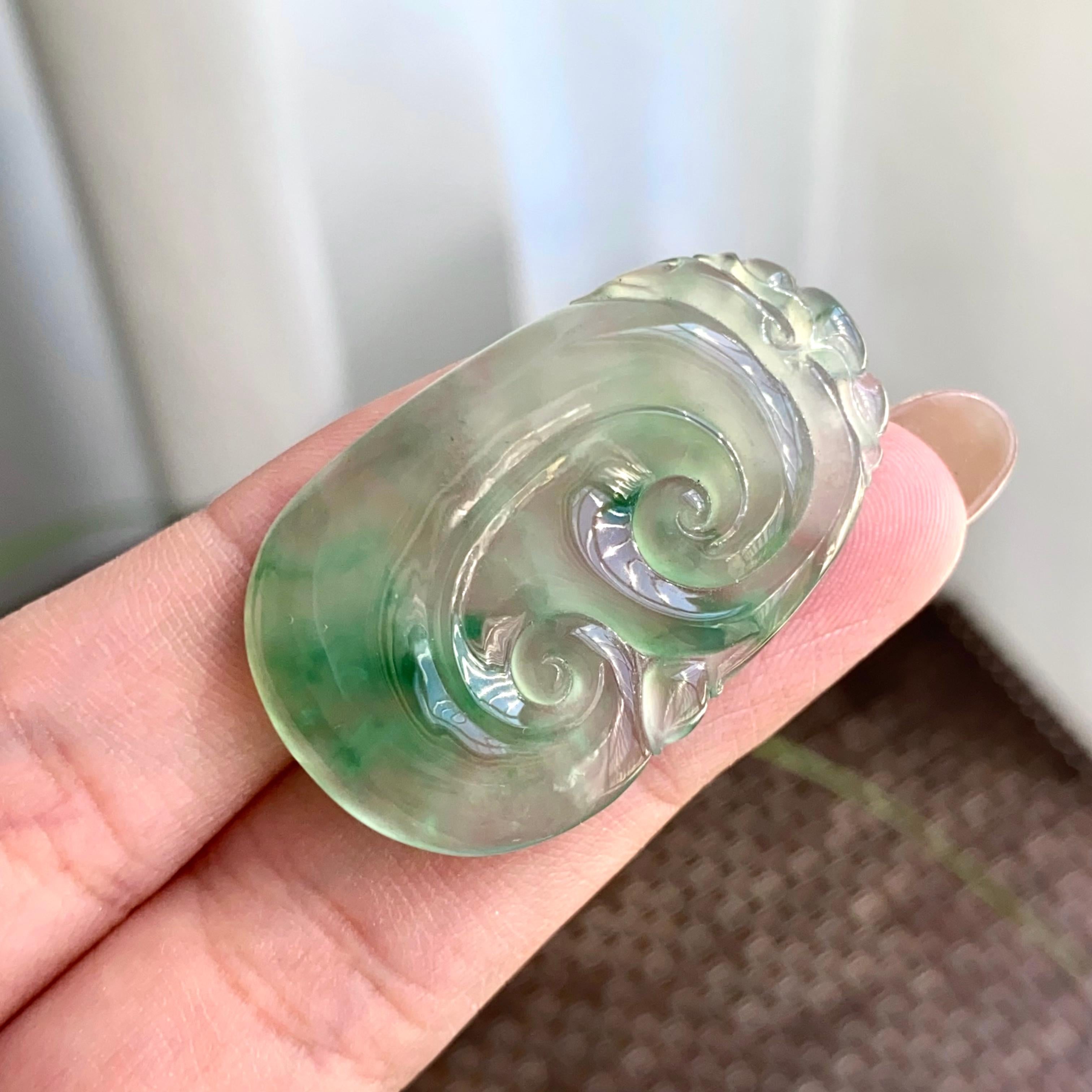 冰种飘花如意吊坠（yc265656）