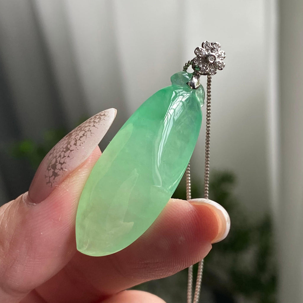 18k金钻镶冰种晴底福瓜吊坠（yc206760）