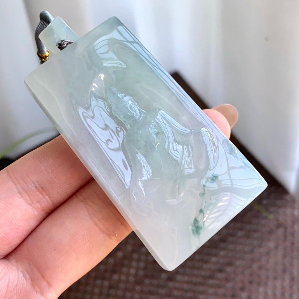 糯冰种飘花观音牌吊坠（yc265648）