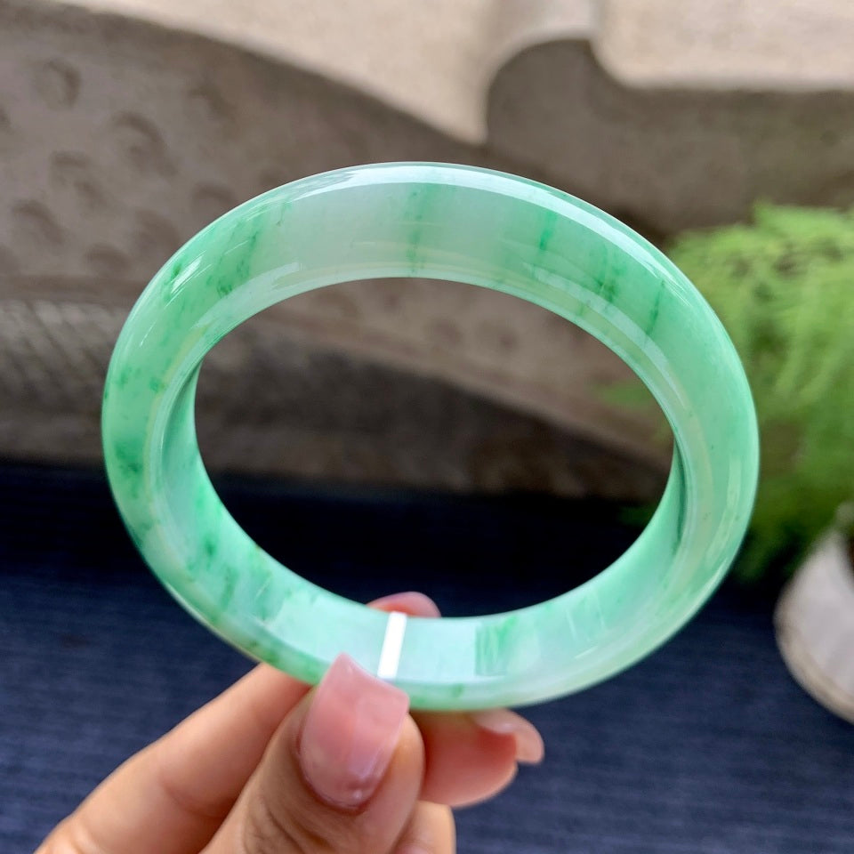 细糯种飘绿平安镯（56.7mm）（yc094312）