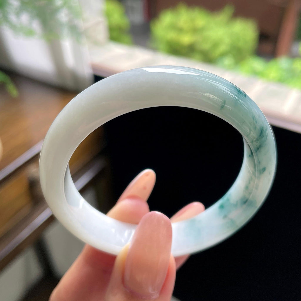 秒杀 细糯种蓝飘花正圈平安镯 52.2圈（yc709454）