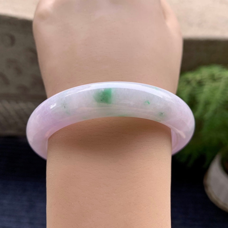 细糯种紫罗兰飘花平安镯（55.4mm）（yc088789）