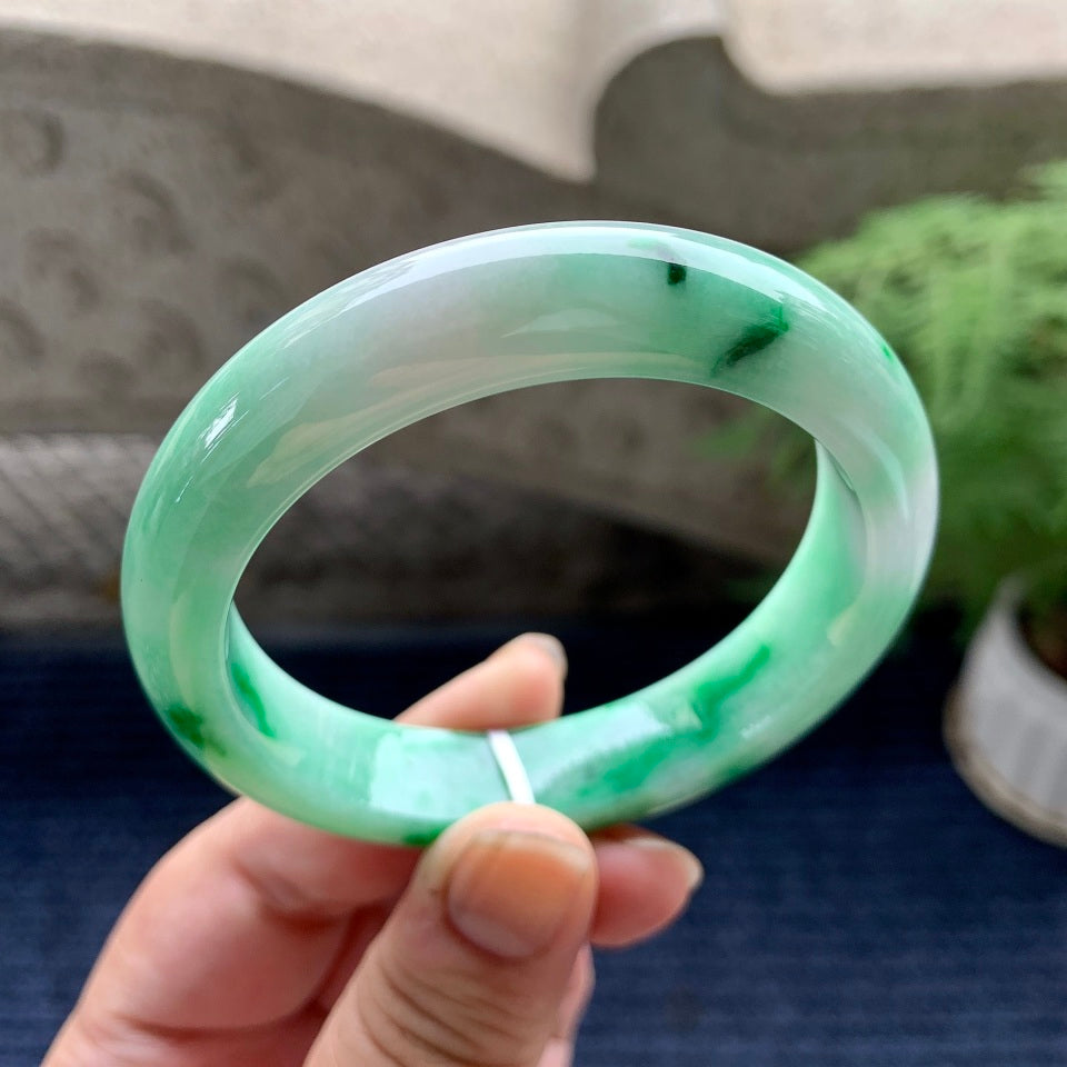 糯种飘绿平安镯（57mm）（yc089964）