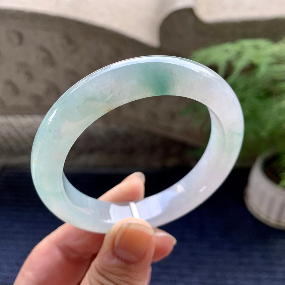 糯冰种飘花平安镯（56mm）（yc096579）