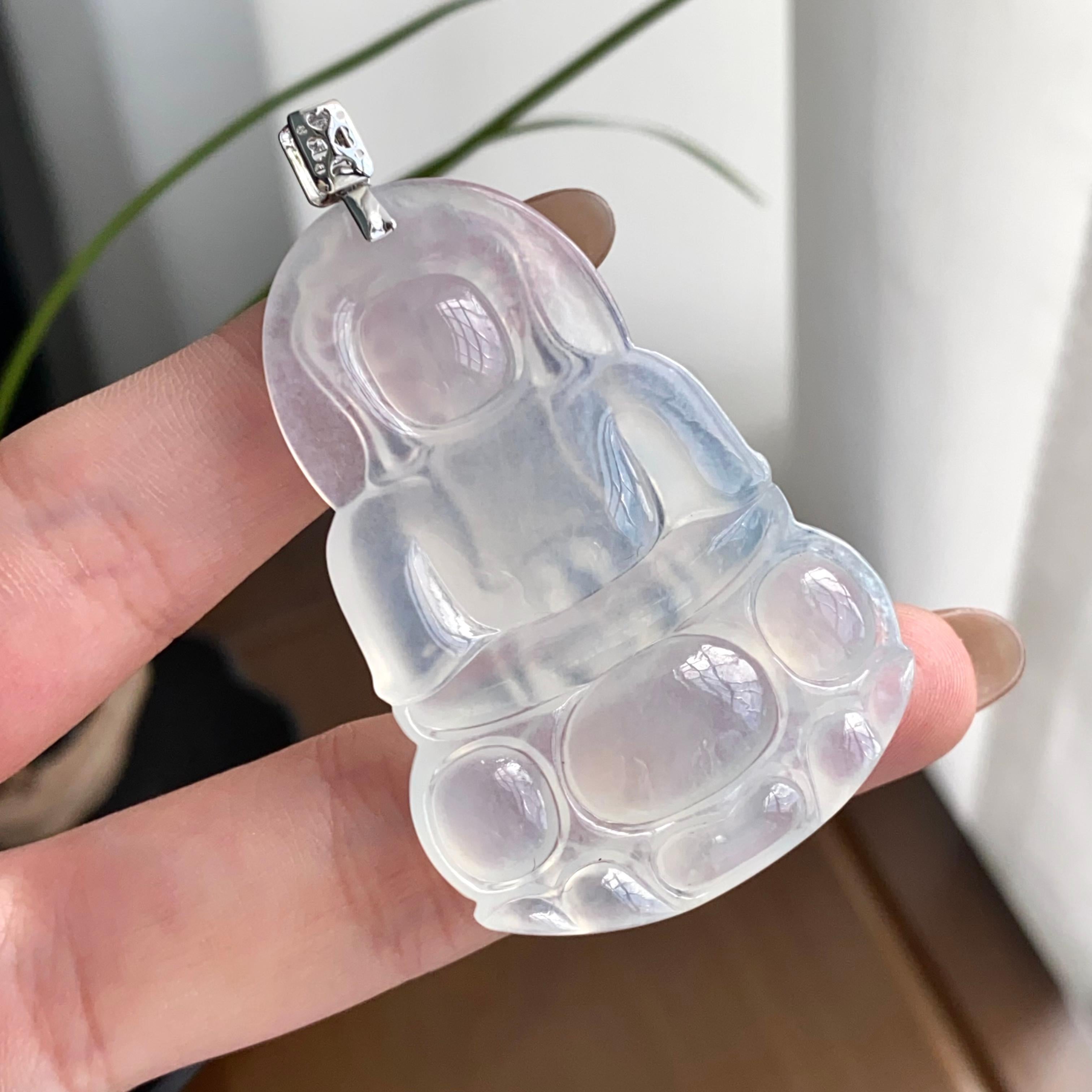 18k金钻镶冰种白月光观音吊坠（yc262753）