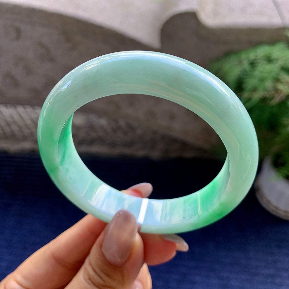 细糯种翠绿平安镯（55.3mm）（yc118762）