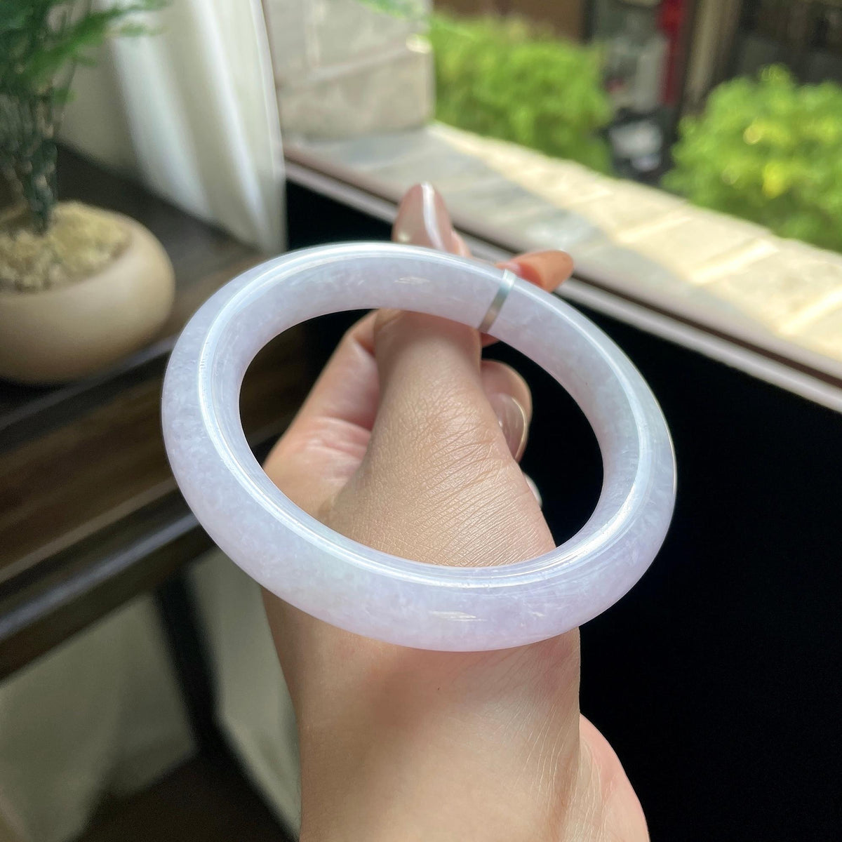 糯种粉紫罗兰圆条美人条 56圈 天然缅甸A货翡翠（yc693168）