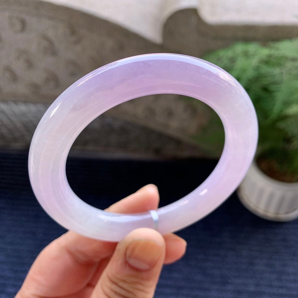 糯冰种紫罗兰圆条手镯（56.4mm）（yc079322）